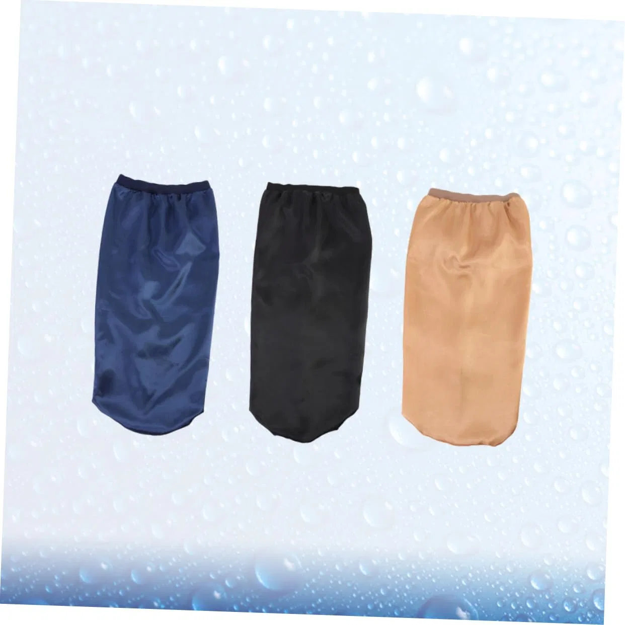 Шапочка для душа из сатина, GANAZONO, набор 3 шт, 63x26x2 см, Schwarz, Marineblau, Goldene — фото 3