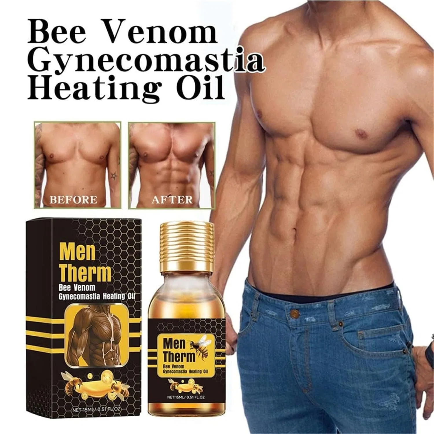 Гель для груди, Men Therm Bee Venom Oil, Generisch, 15ml — фото 2