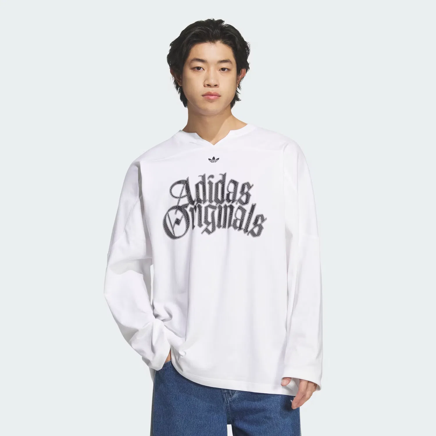 Мужская футболка с длинным рукавом свободного кроя OG M TEE LS T-Shirt Adidas Originals, белый