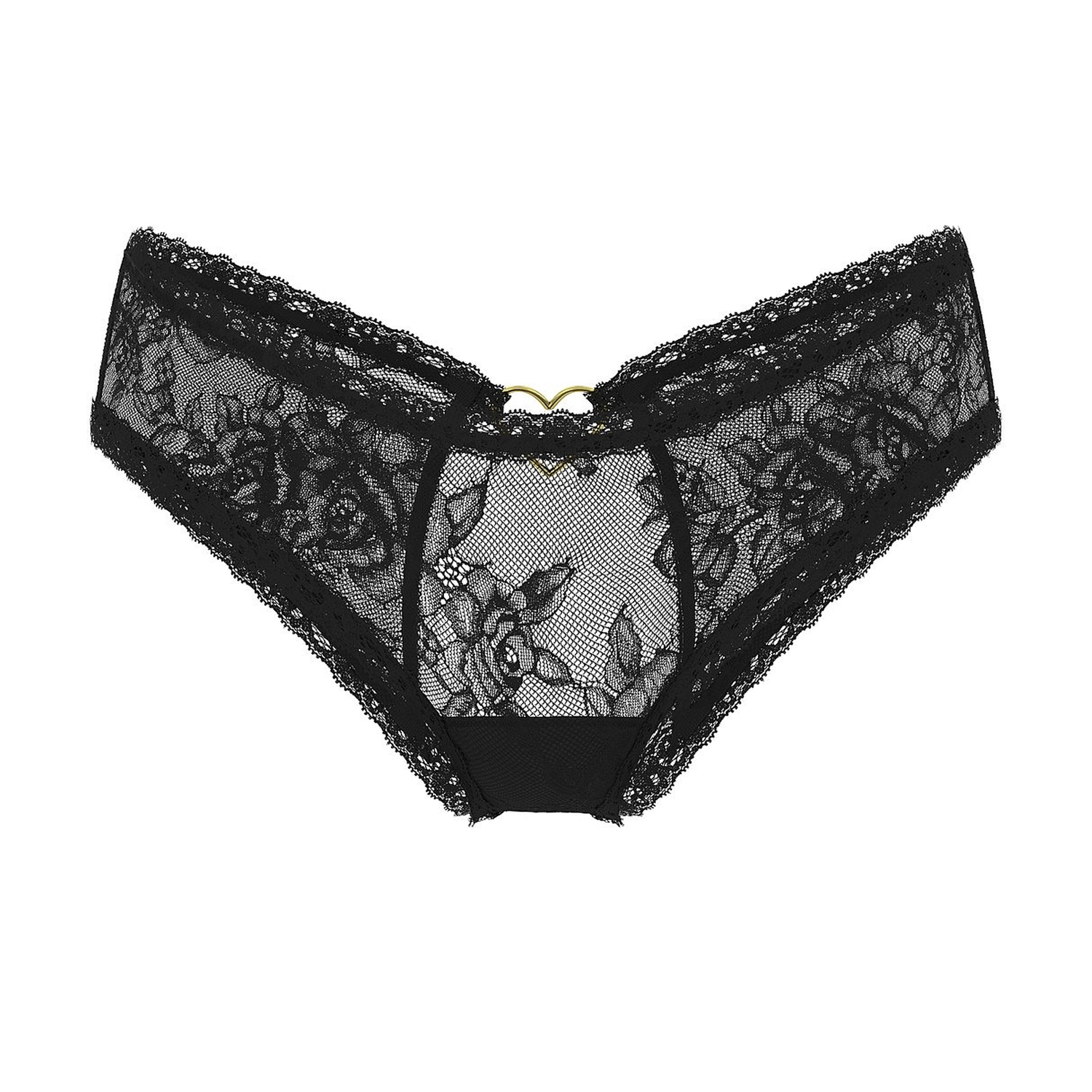 

Трусы Victoria's Secret Lace Heart Hardware Open-Back Cheeky, черный