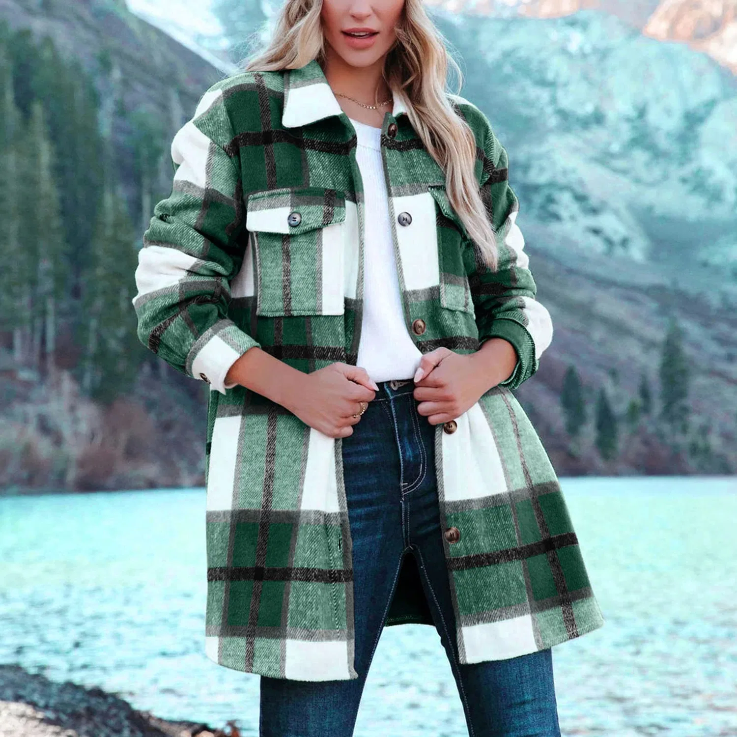 Женская флисовая куртка с принтом, Verde — фото 2