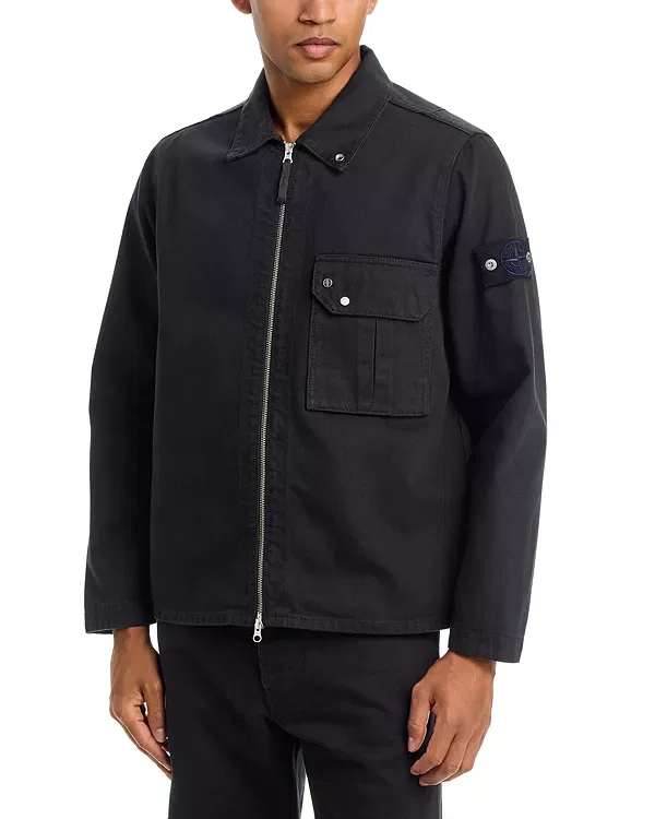 Мужская куртка с длинным рукавом Pocket overshirt Stone Island, черный — фото 3