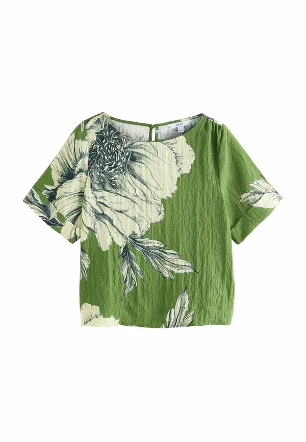 Блуза с цветочным принтом Blouse Next, green floral print, зеленый