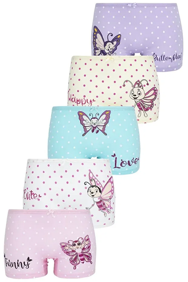 Детский комплект боксеров для девочек с принтом Happy Butterflies Biyokids, Multicolor