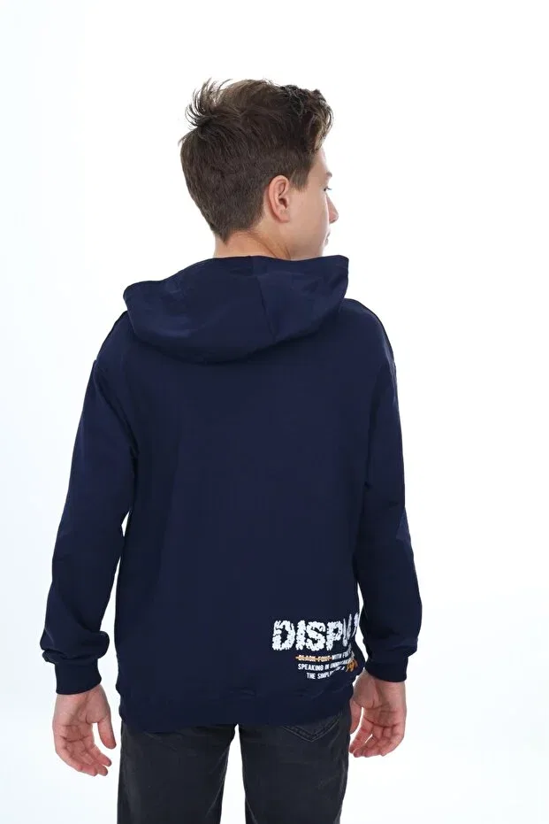 Детская толстовка для мальчиков с принтом Flaunt Printed Toontoy, Navy Blue — фото 4