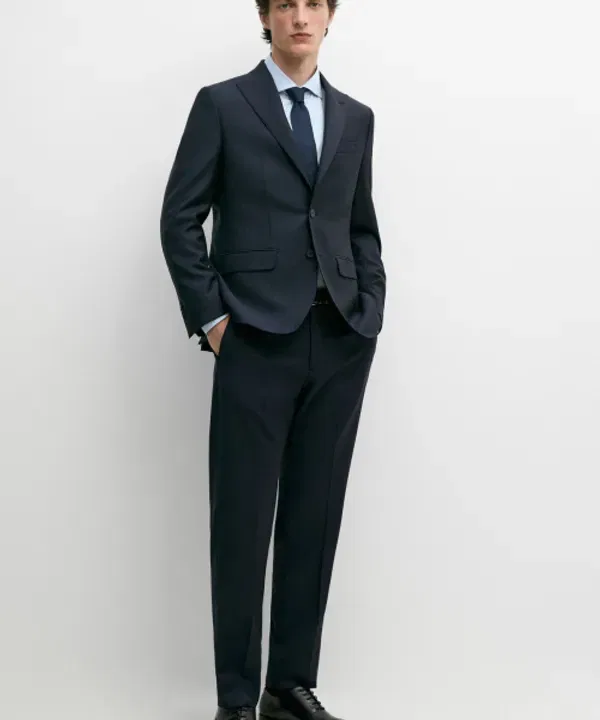 Костюмный блейзер из шерсти, Massimo Dutti, черный — фото 2
