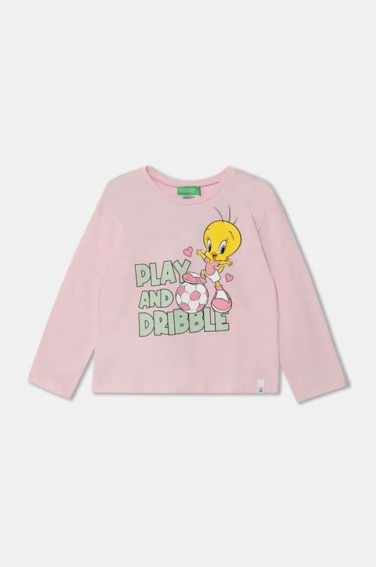 

Детская хлопковая рубашка с длинными рукавами x Looney Tunes United Colors of Benetton, розовый