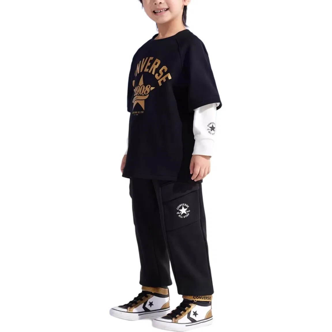 Детские спортивные штаны из футера с молнией Jet Black Converse, Jet Black — фото 3