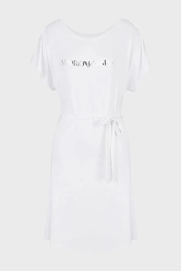 Женское платье с коротким рукавом Logo belted dress Emporio Armani, White — фото 3