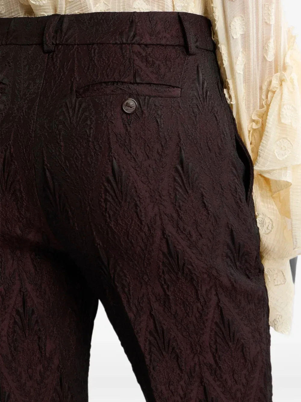 Жаккардовые брюки с цветочным медальоном Etro, красный — фото 4