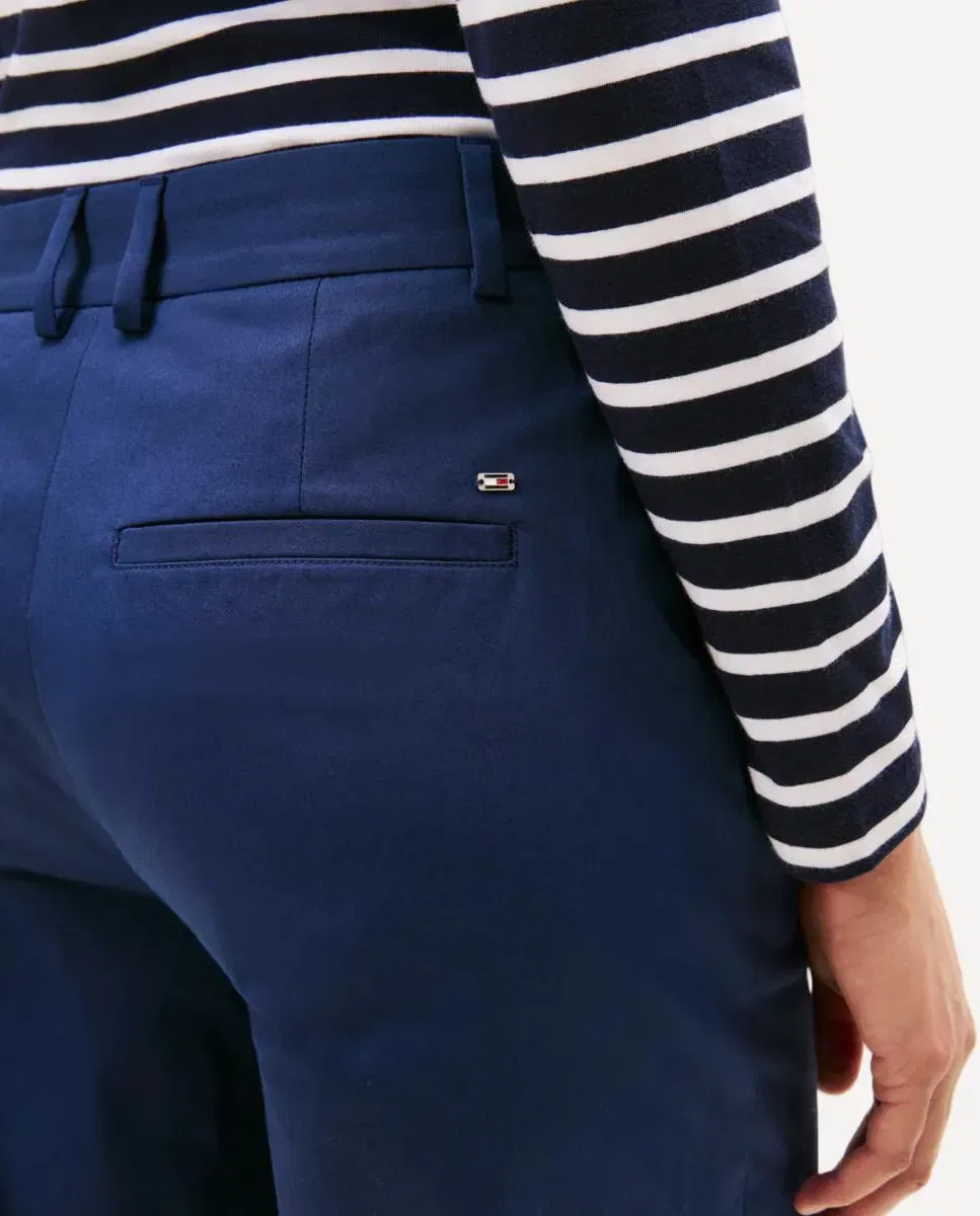 Женские прямые брюки чинос из мягкой ткани Tommy Hilfiger, Azul Marino — фото 3