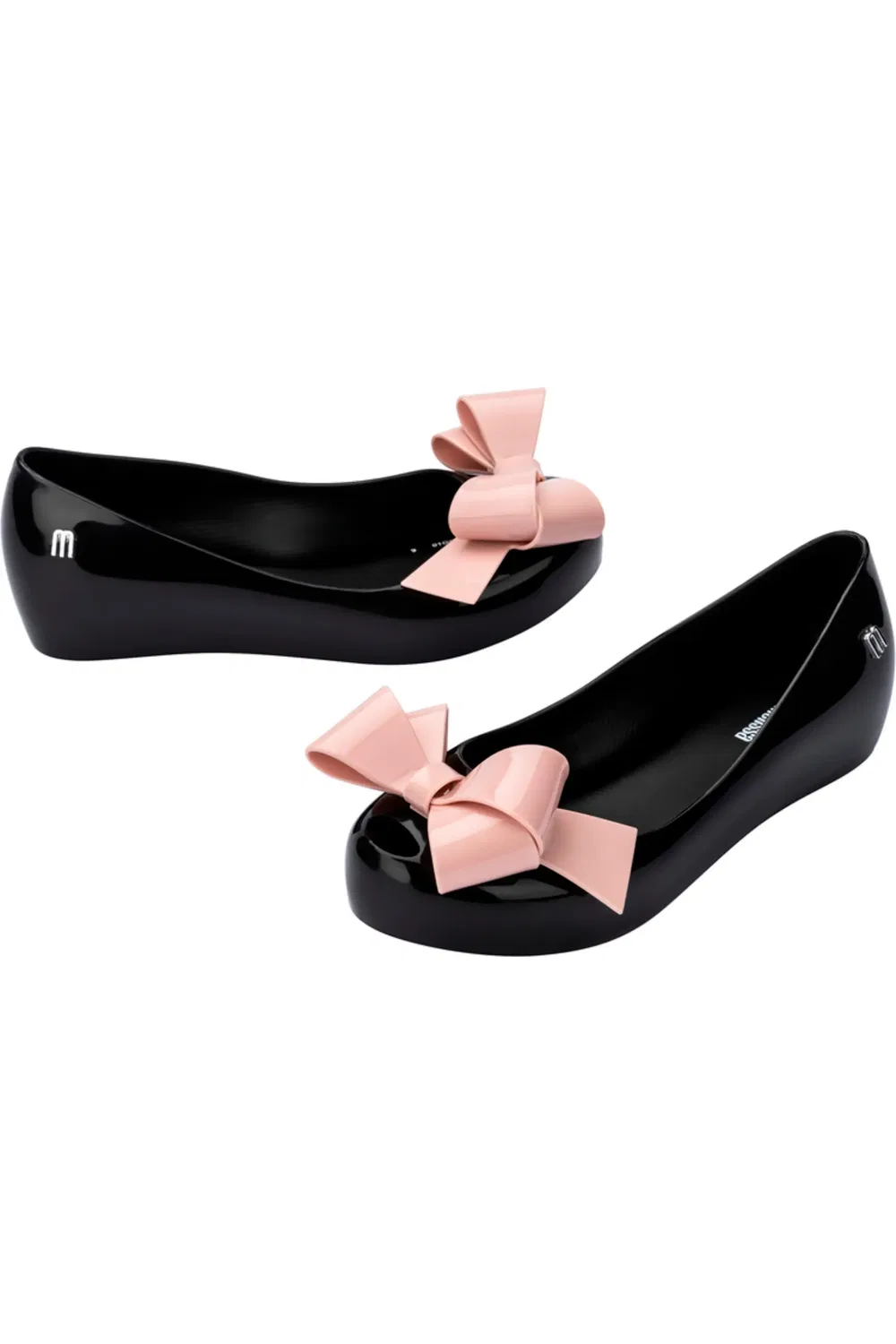 Детские туфли балетки с бантом Ultragirl Classic Mini Melissa, черный/розовый — фото 4