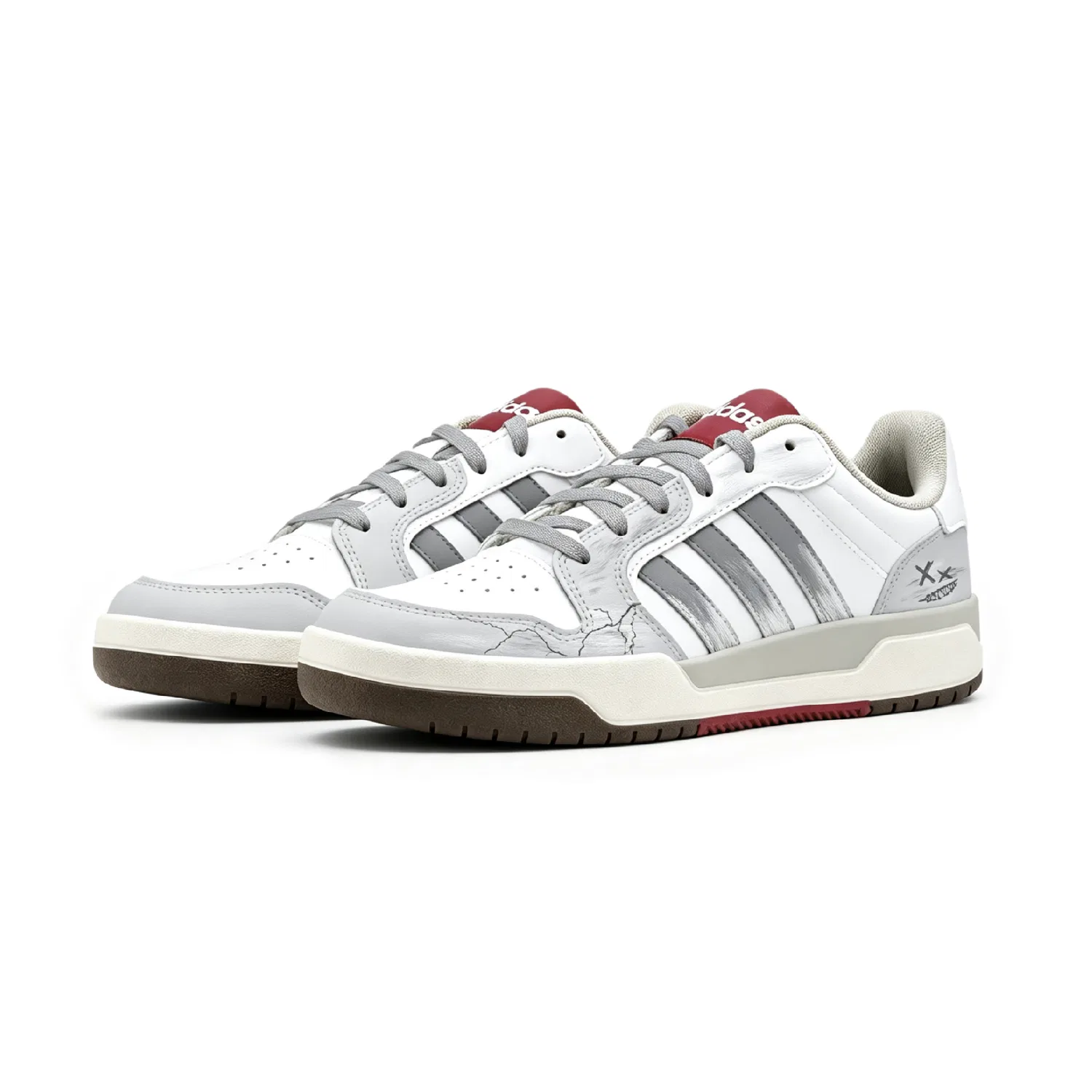Детские скейтборд-кроссовки с низким верхом ENTRAP, Adidas, Gray White — фото 4