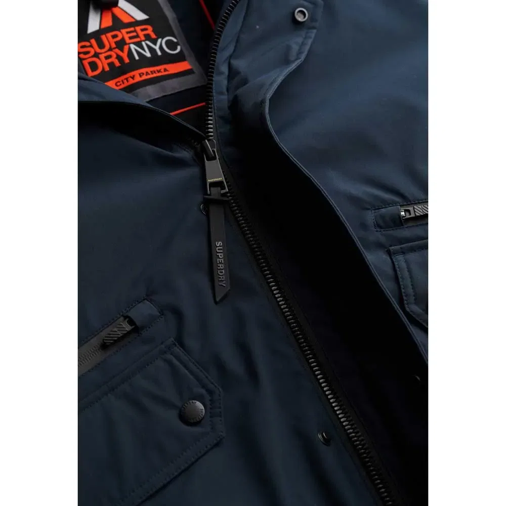Женская куртка-бомбер с капюшоном City Padded Superdry, Blue — фото 4
