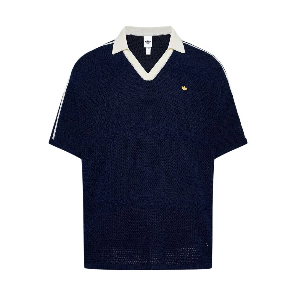 Поло с V-образным вырезом, Adidas Originals, Navy Blue/White/Gold