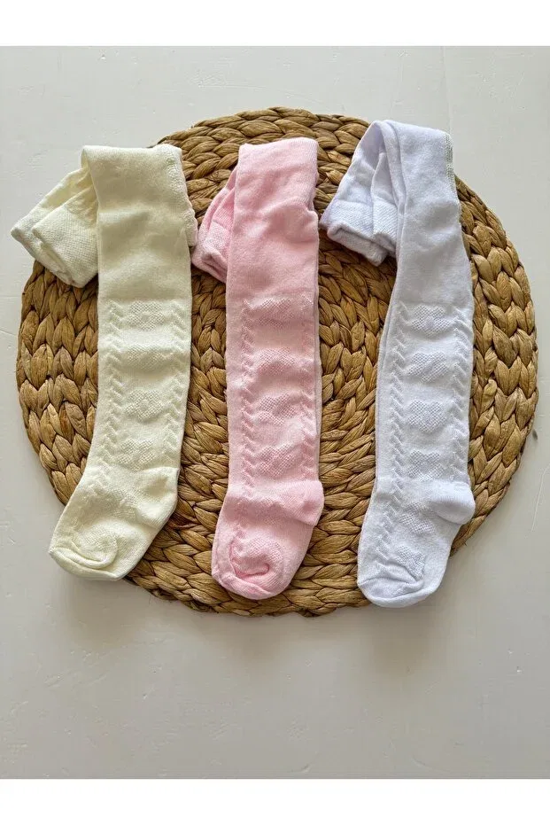Детские колготки для девочек хлопковые 3 шт Pileki Baby, Mixed — фото 2