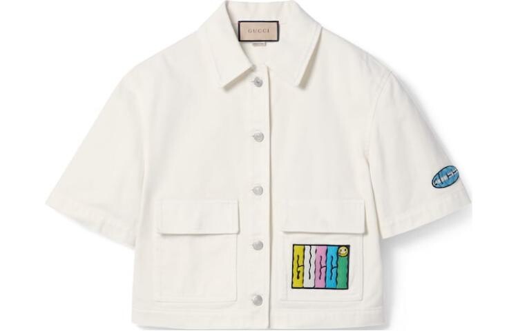 

Джинсовая куртка женская цвета слоновой кости Gucci, цвет Ivory White
