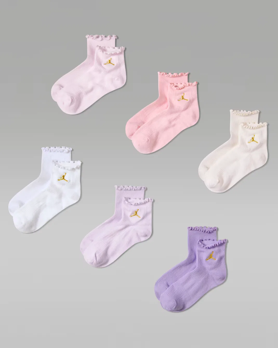 Детские короткие носки с волнистым краем (6 пар) Jordan, Pearl Pink