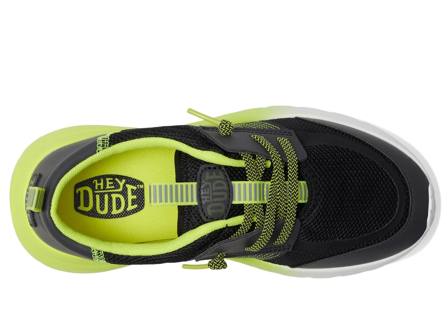 Детские кроссовки для мальчиков с текстурным верхом Sirocco Play Sport Block HEYDUDE, Lime Black Punch — фото 2