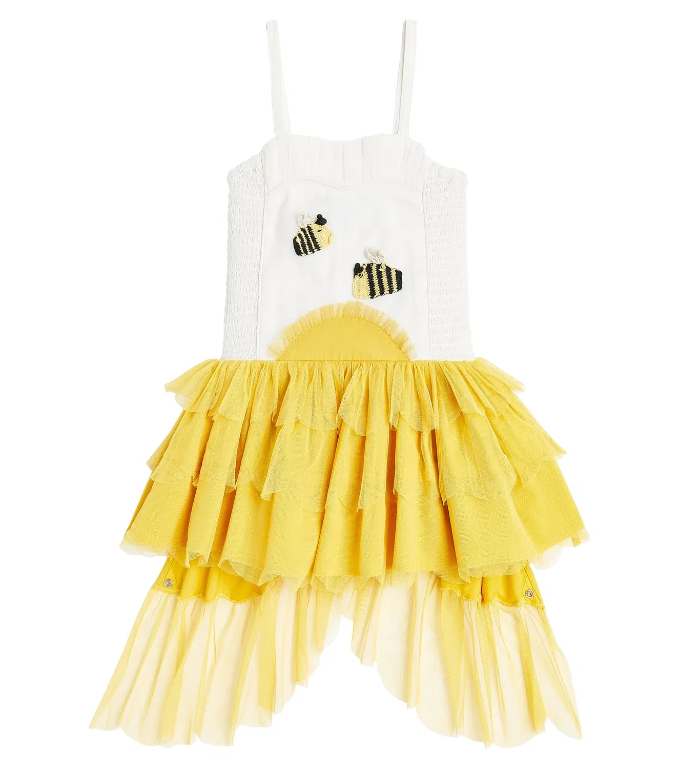 Платье из тюля с вышивкой Stella Mccartney Kids, желтый