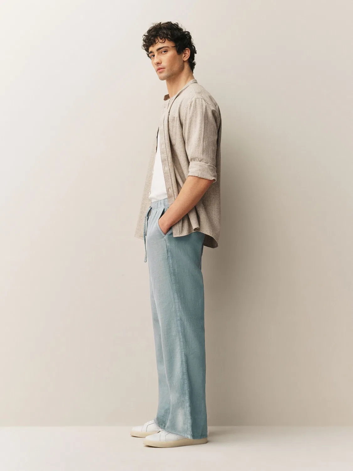 Брюки свободного кроя из хлопка, Light Blue Next — фото 3
