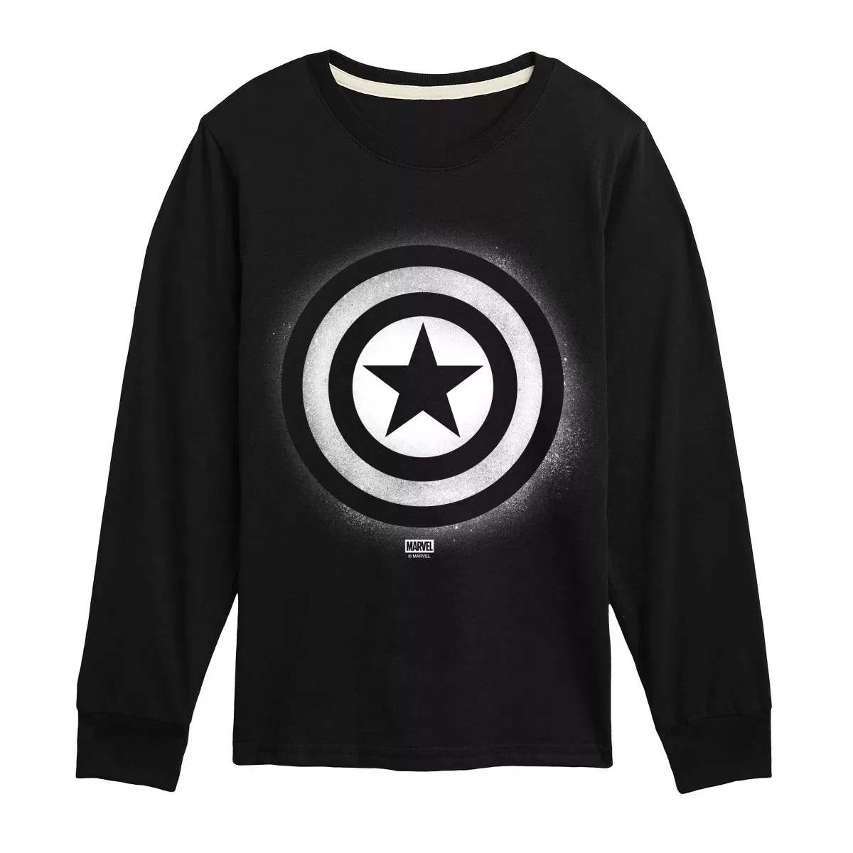 Детское футболка с длинным рукавом Captain America Logo Spray Paint Graffiti Marvel, Black