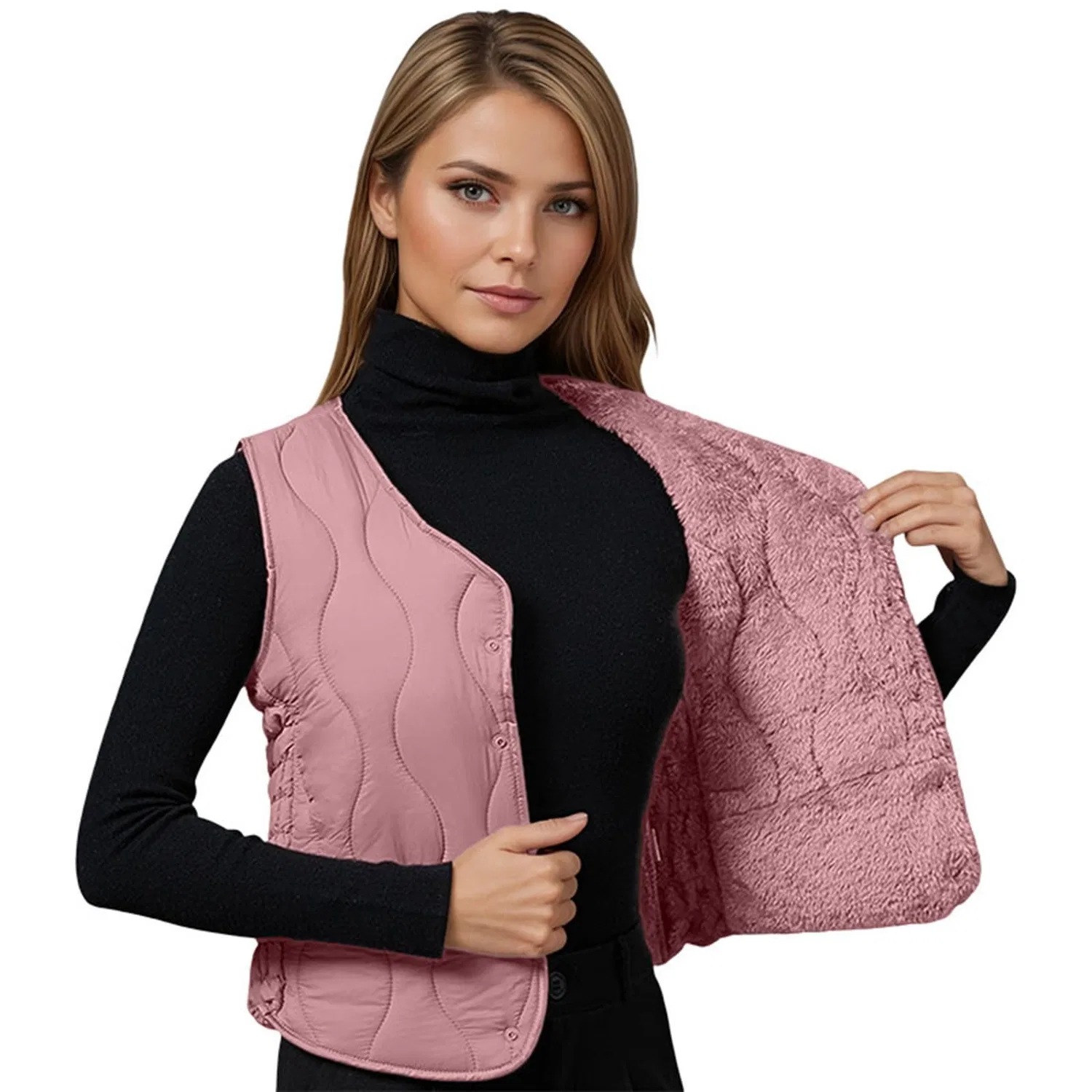 Женский утеплённый жилет без рукавов с флисовой подкладкой, Colore: rosa — фото 2