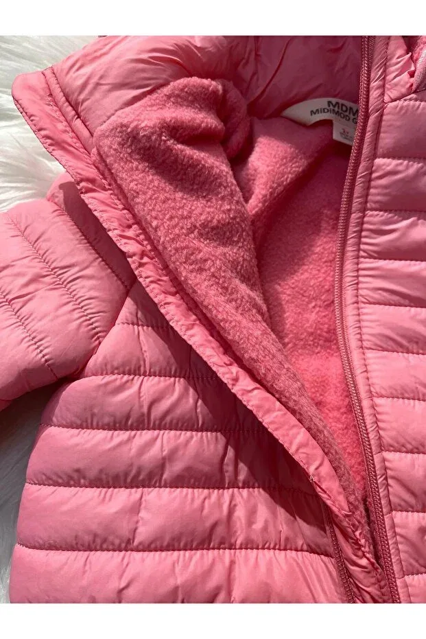 Детское зимнее пальто-пуховик для девочек с капюшоном Mayakids, Pink — фото 3