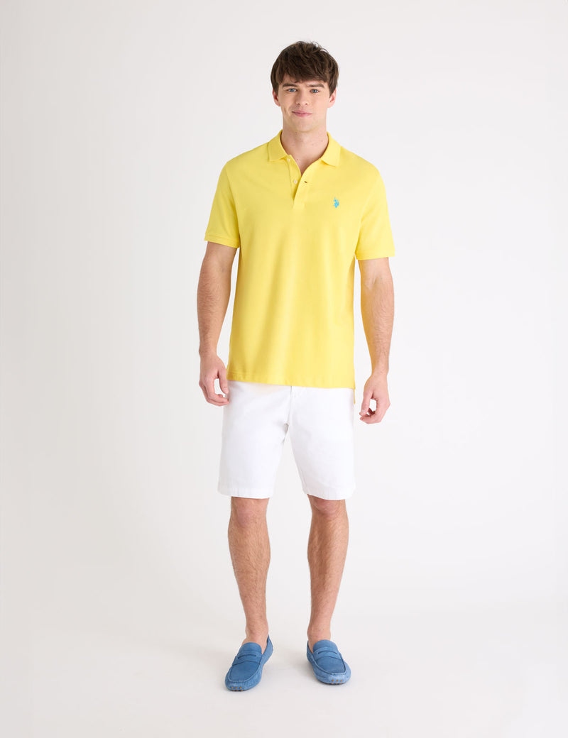 Футболка поло U.S. Polo Assn. Solid Pique Small Logo, лимонно-желтый — фото 4