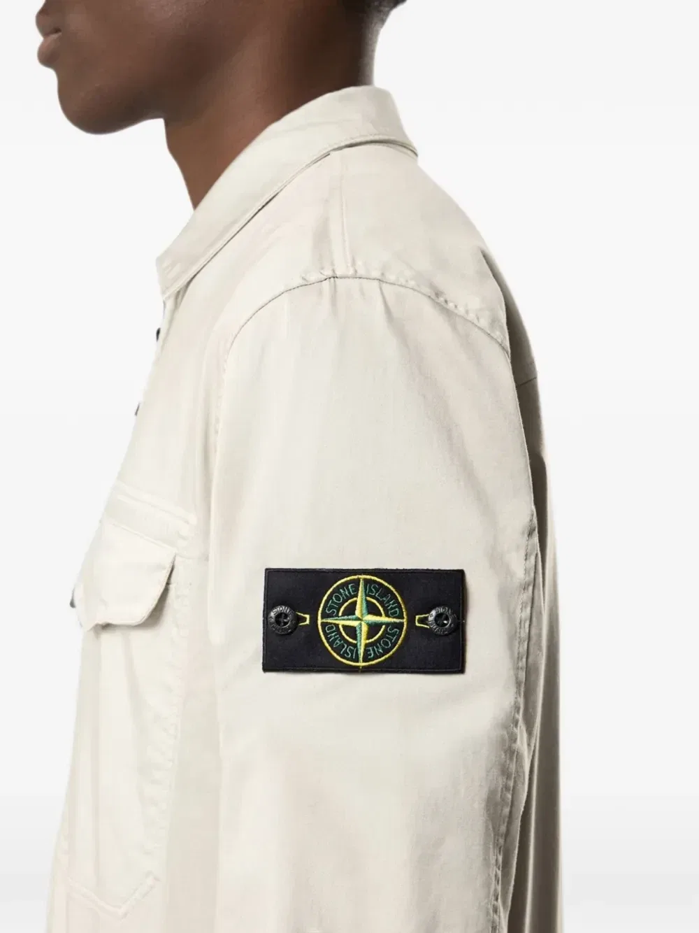 Рубашка на молнии с нашивкой-логотипом Stone Island, серый — фото 3