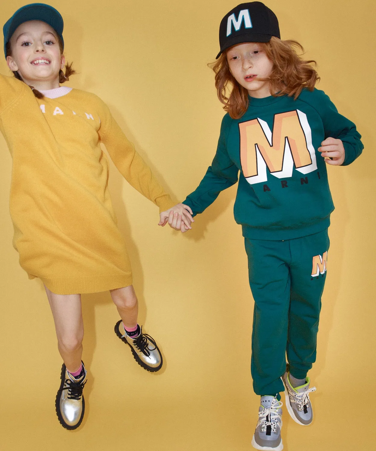 Детские спортивные штаны с принтом и логотипом MARNI, Green — фото 2