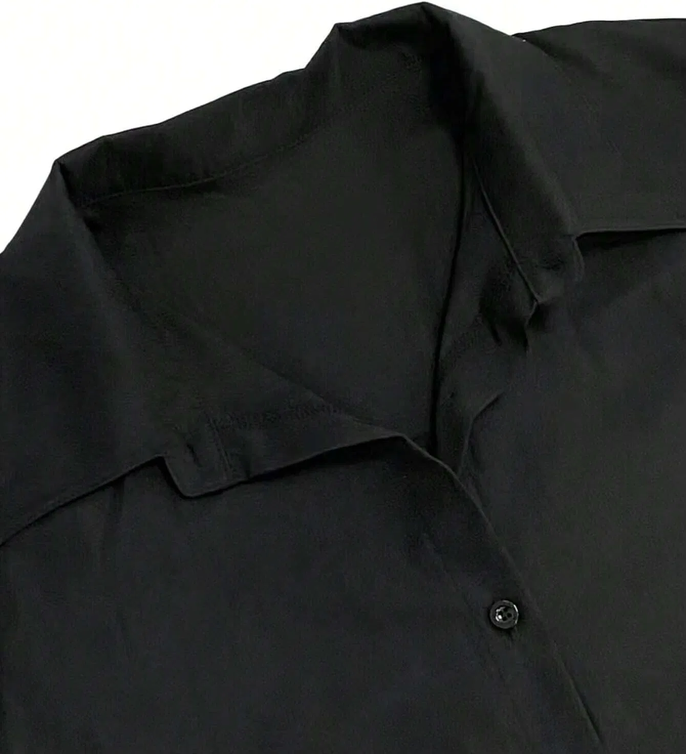 Женское длинное свободное платье-рубашка с пуговицами, Black — фото 3