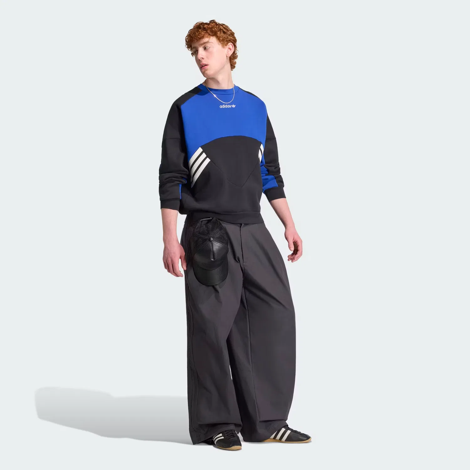 Мужской свитшот свободного кроя Munich 93 Adidas Originals, черный/васильковый — фото 3