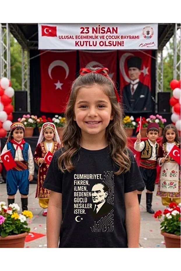 Детская футболка с принтом National Holiday Themed Printed Children's And Adult's Cotton T-Shirt Lorvex, Black