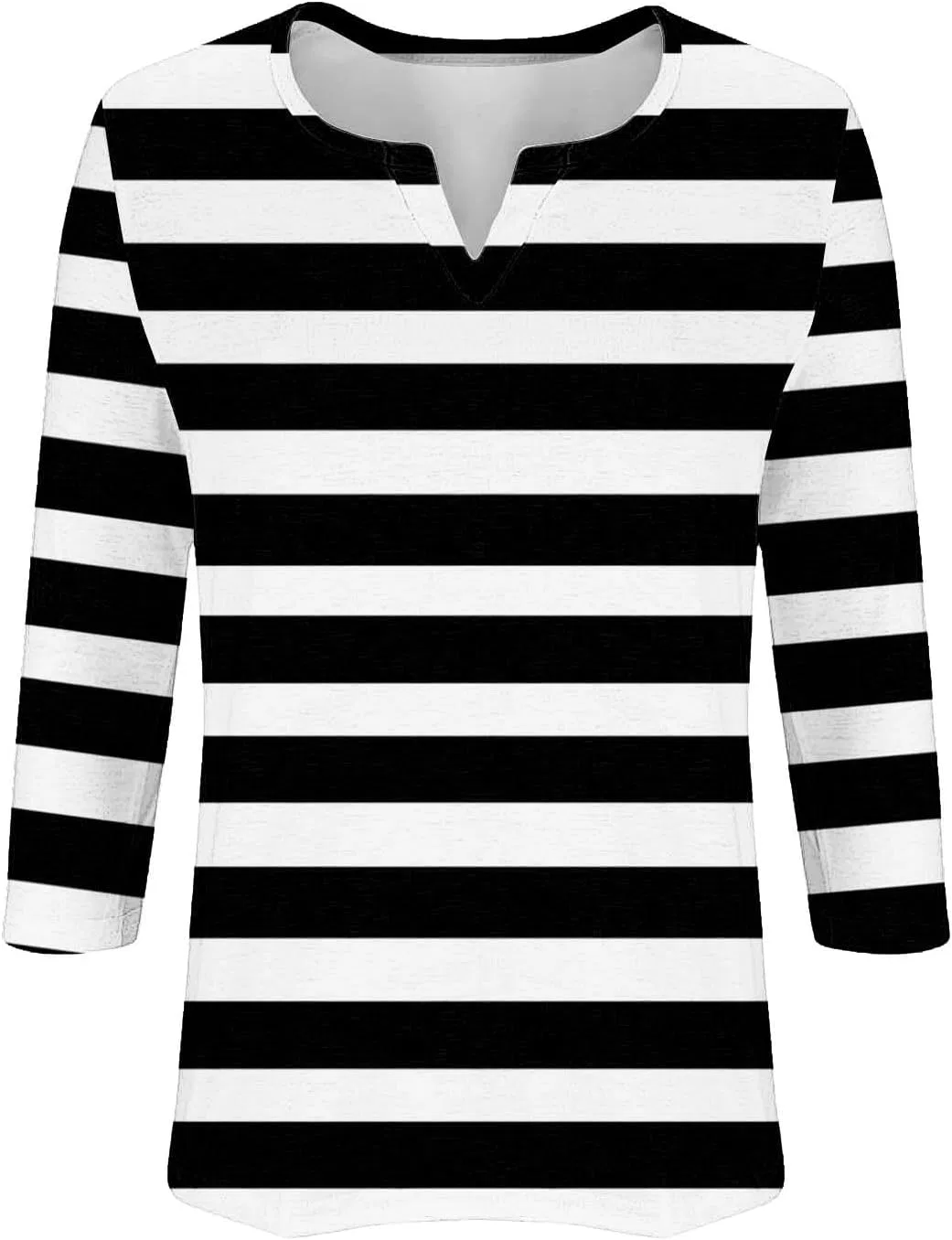 Женская футболка с V-образным вырезом и 3/4 рукавом, Black — фото 3