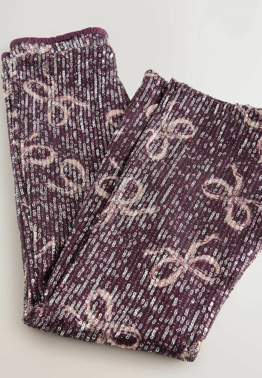 Классический крой - расклешенные леггинсы для вечеринки - брюки Next, Purple Bow Sequin — фото 3