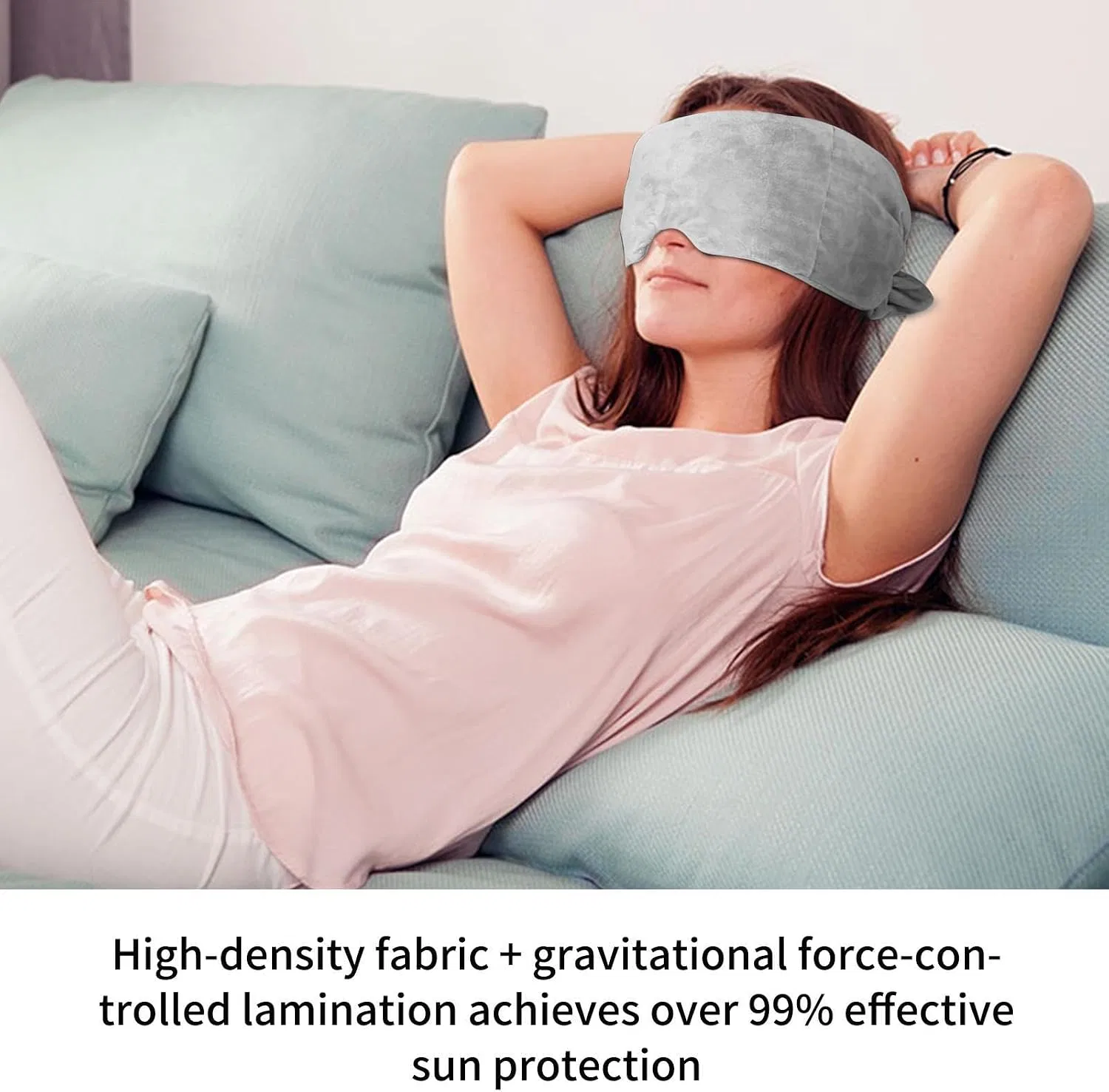 Утяжеленная маска для глаз из плюша, серая Generisch — фото 3
