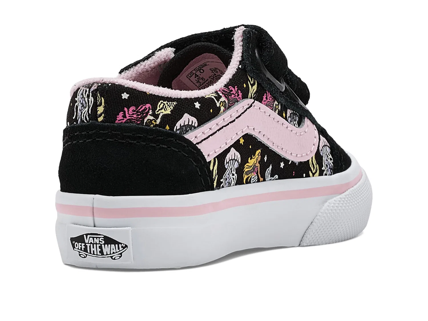 Кроссовки Old Skool V (для младенцев и малышей) Vans Kids, Glow Mermaid Black/Pastel Pink — фото 4