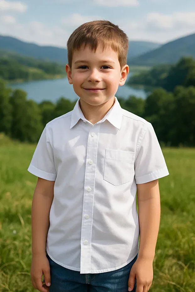 Мужская рубашка хлопковая с коротким рукавом Bav Butik Ayvitrin, White