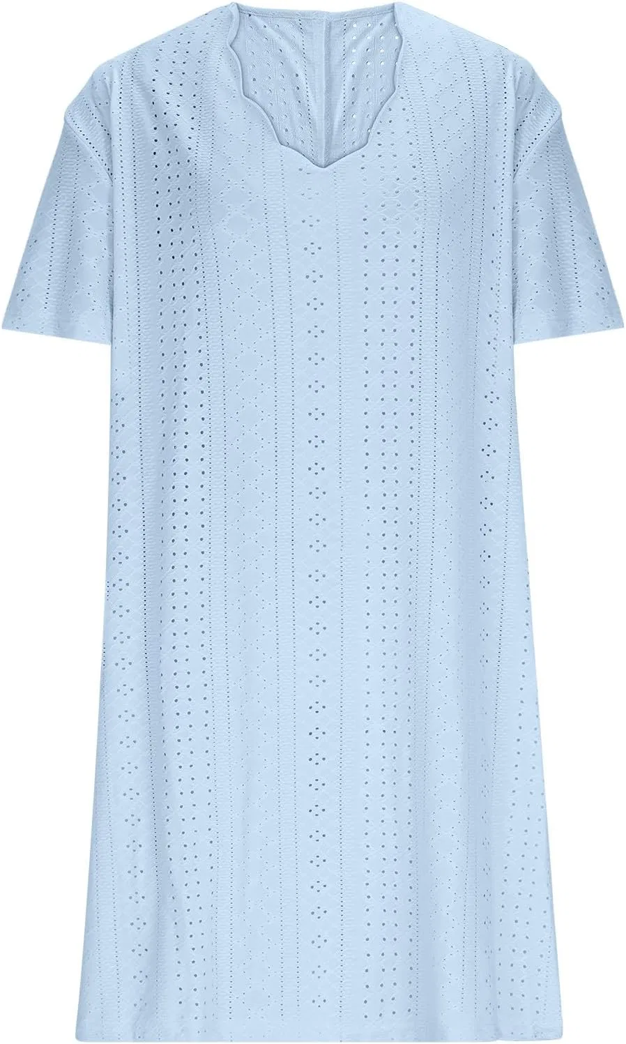 Женское летнее миди платье с V-образным вырезом и кружевными краями, Light Blue — фото 4
