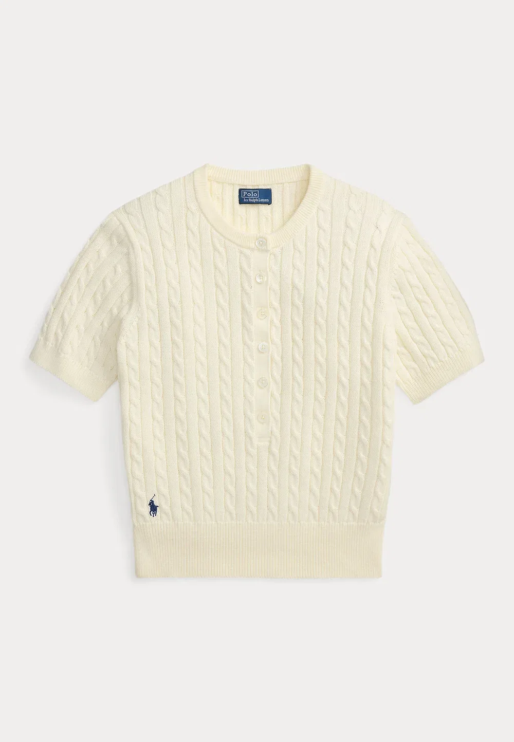 Футболка-Поло с короткими рукавами и мини-кэбом - базовая футболка Polo Ralph Lauren, Clubhouse Cream — фото 4
