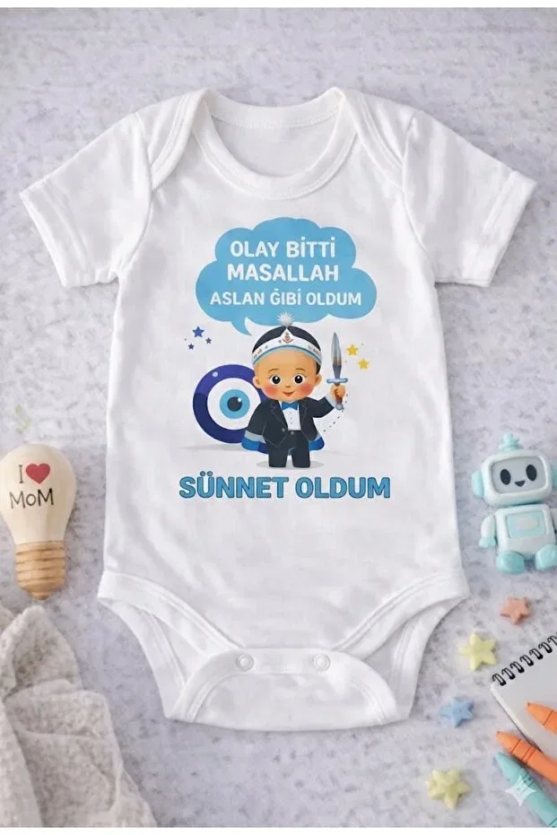 Детское боди-комбинезон для мальчиков с принтом I was circumcinated Eydubaby, White