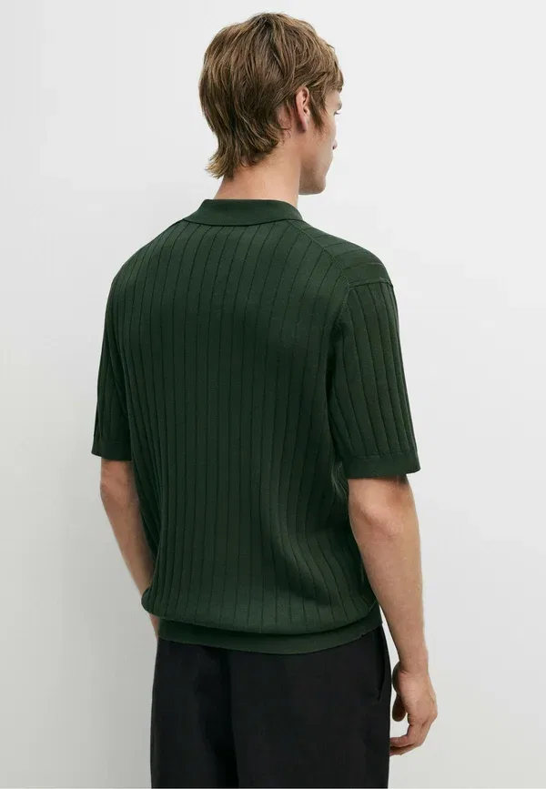 Футболка поло хлопок и ацетат Massimo Dutti, green, зеленый — фото 2