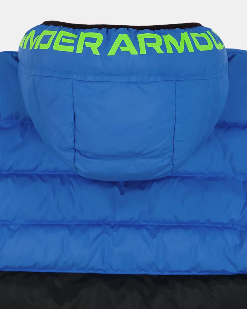 Детский пуховик водоотталкивающий UA Pronto Colorblock UnderArmour, Blue Atlantis/Hyper Green — фото 4