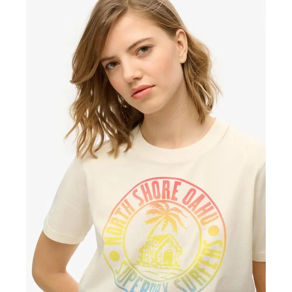 Женская футболка с принтом Lo-fi Superdry, Beige / Cremefarben — фото 4