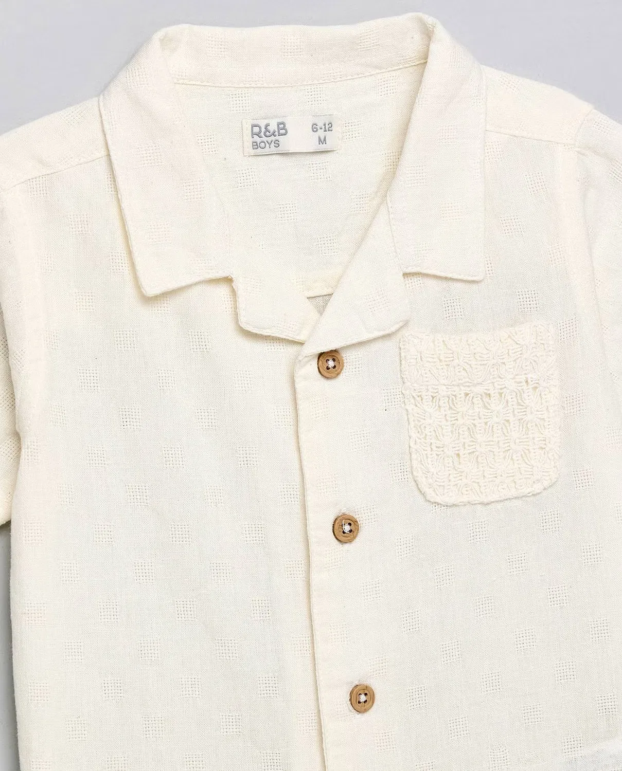 Комплект рубашка и шорты Textured shirt & shorts set R&B, кремовый — фото 3