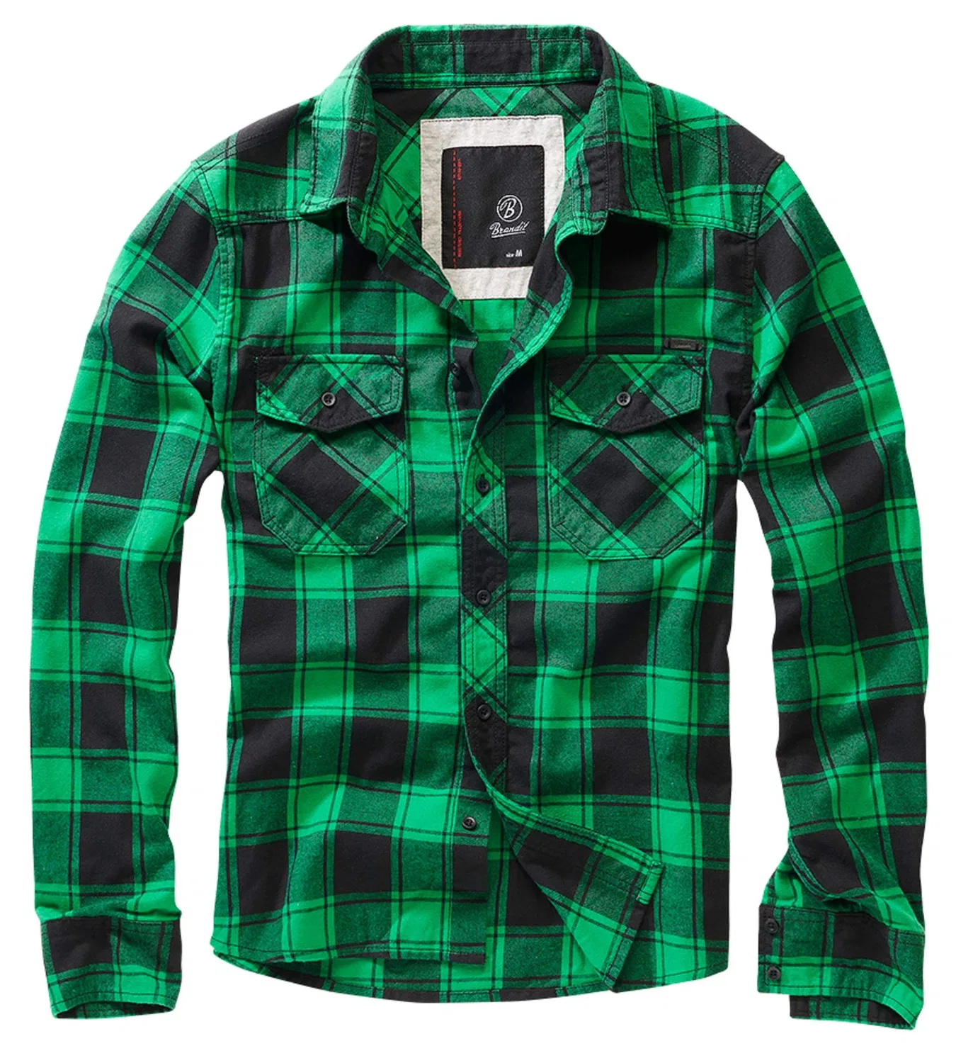 Мужская фланелевая рубашка в клетку Brandit, Green/Black