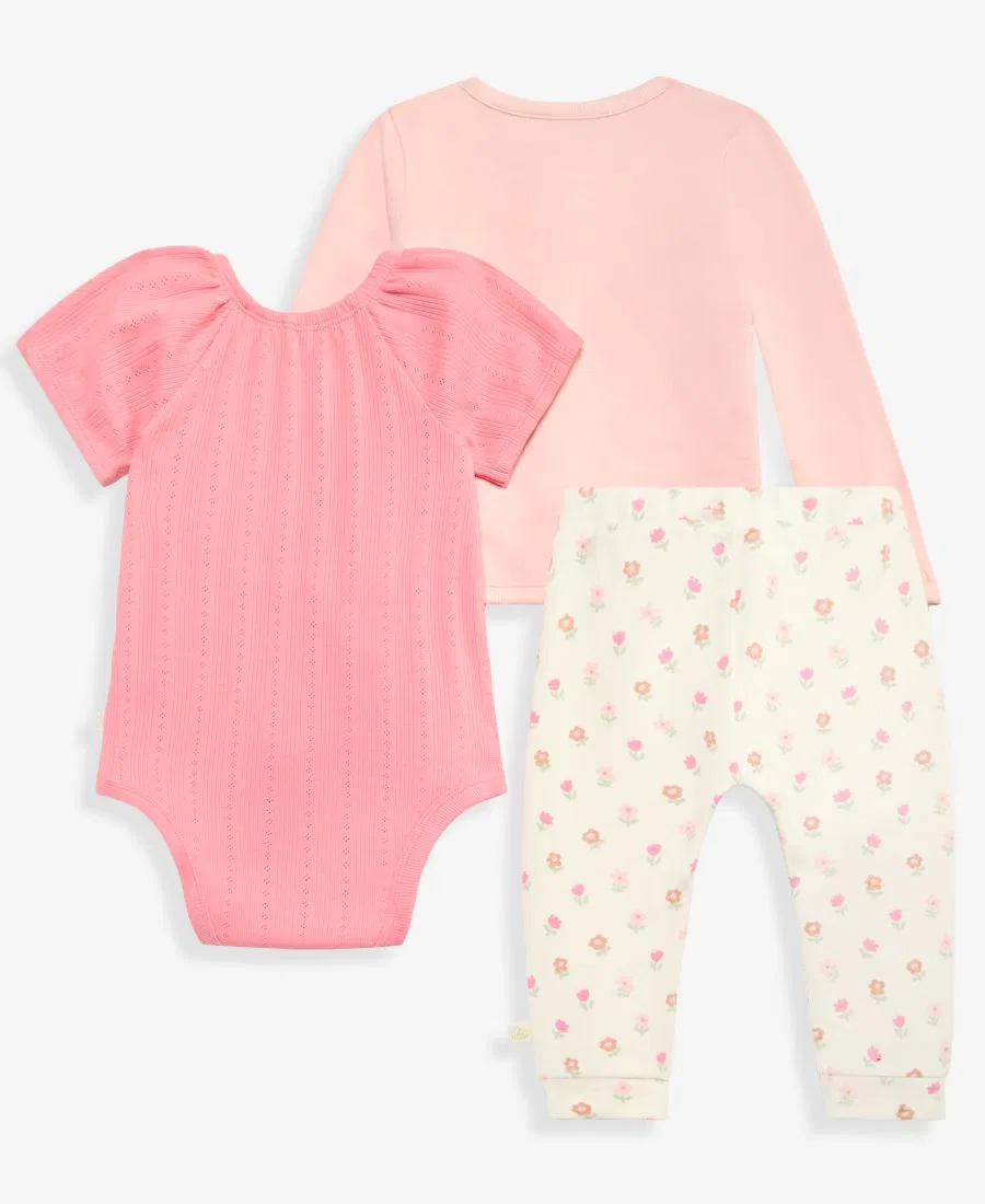 Комплект из кардигана, боди и брюк First Impressions, Fuzzy Pink — фото 3