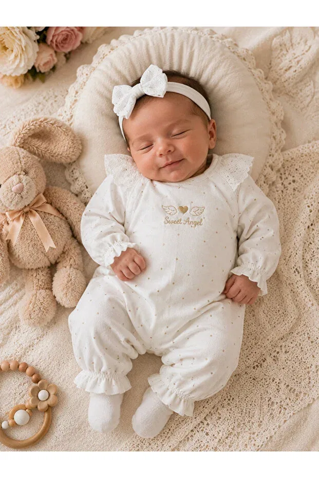 Детский комбинезон для девочек хлопковый My Babies Label, White — фото 3
