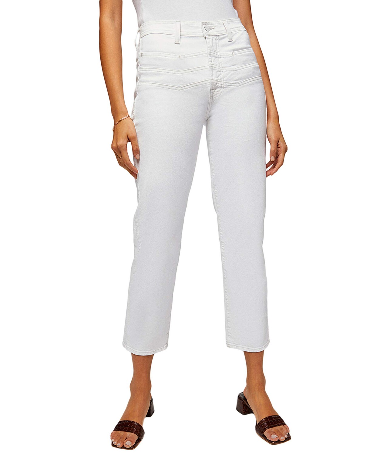

Джинсы 7 For All Mankind, High-Waist Cropped Straight in Clean White